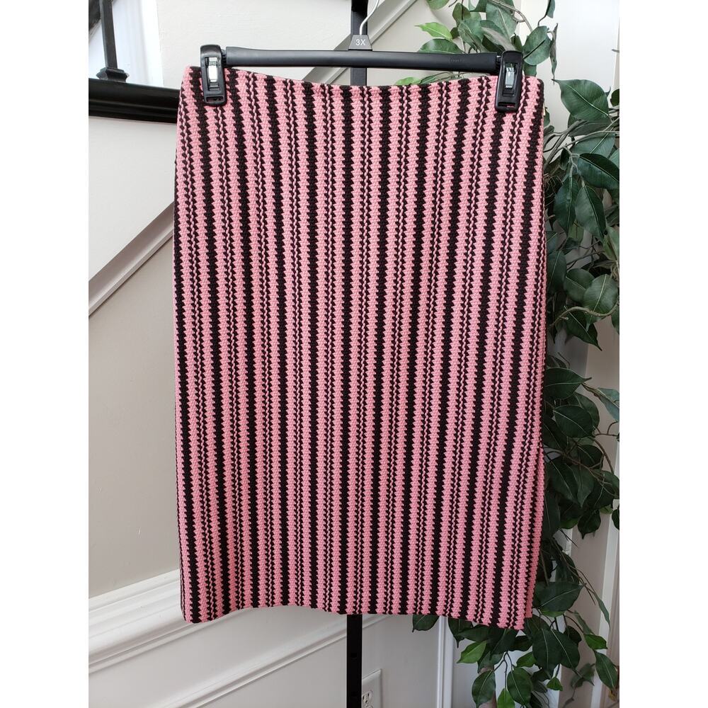 J Crew Women's Skirt Size 8 Pink Black Striped Lined Classic Career Style